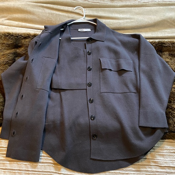 Zara Sweaters Zara Oversized Shirt With Matching Knit Crop Top